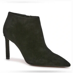 Vince Camuto Saston Booties 7 Black Suede NWT Boots Ankle Heel Zip Glam
